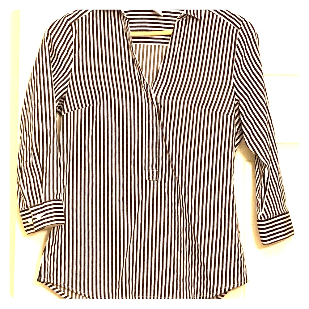 Black and white striped blouse